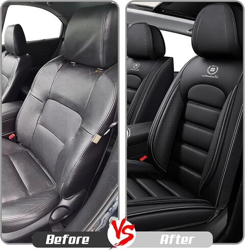 Front Set for Dodge Durango Seat Covers 2000-2025, Waterproof Nappa Leather Car Seat Protector, Anti-Slip & Comfortable Car seat Cover (Black) in Saudi Arabia