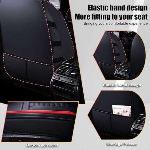 Full Set Car Seat Covers for Chevy Silverado 1500 Custom Trail Boss 2022-2025, Premium Leather Waterproof Stain-Resistant with Storage Pockets Seat Protectors (Black-Red) in Saudi Arabia