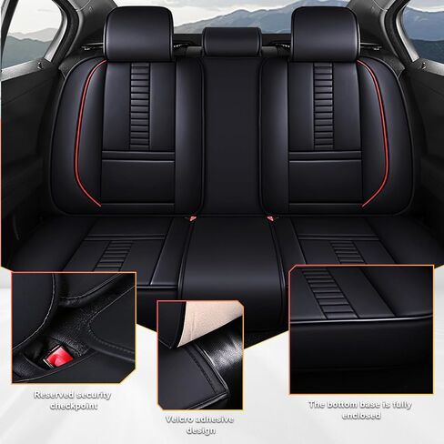 Full Set Car Seat Covers for Chevy Silverado 1500 Custom Trail Boss 2022-2025, Premium Leather Waterproof Stain-Resistant with Storage Pockets Seat Protectors (Black-Red) in Saudi Arabia