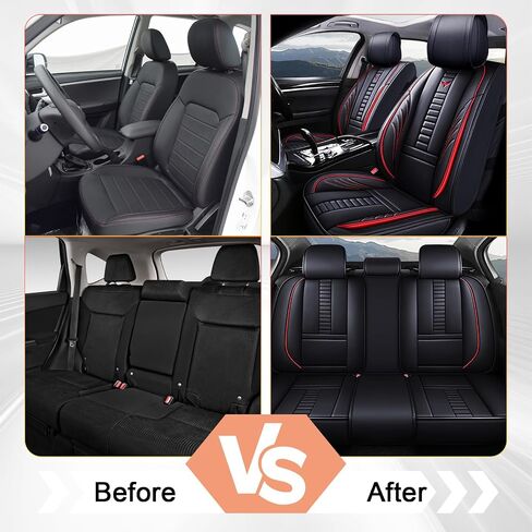 Full Set Car Seat Covers for Chevy Silverado 1500 Custom Trail Boss 2022-2025, Premium Leather Waterproof Stain-Resistant with Storage Pockets Seat Protectors (Black-Red) in Saudi Arabia