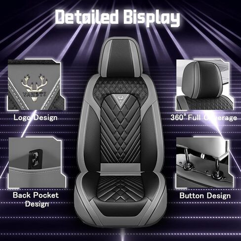 Car Seat Covers for Dodge Promaster 2014-2024, Comfortable, Durable Leather Seat Cover, All Weather Sports Automotive Seat Protectors(2 Seats, Gray Black) in Saudi Arabia