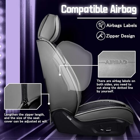 Car Seat Covers for Dodge Promaster 2014-2024, Comfortable, Durable Leather Seat Cover, All Weather Sports Automotive Seat Protectors(2 Seats, Gray Black) in Saudi Arabia