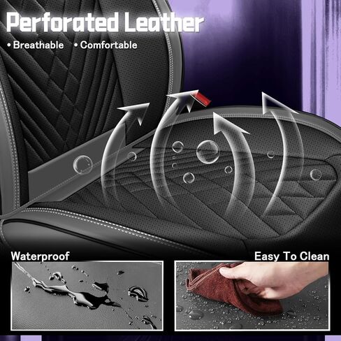 Car Seat Covers for Dodge Promaster 2014-2024, Comfortable, Durable Leather Seat Cover, All Weather Sports Automotive Seat Protectors(2 Seats, Gray Black) in Saudi Arabia