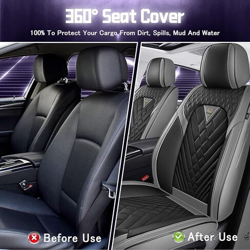 Car Seat Covers for Dodge Promaster 2014-2024, Comfortable, Durable Leather Seat Cover, All Weather Sports Automotive Seat Protectors(2 Seats, Gray Black) in Saudi Arabia