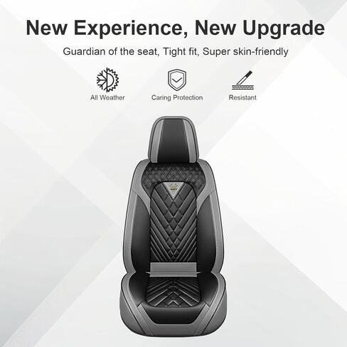 Car Seat Covers for Dodge Promaster 2014-2024, Comfortable, Durable Leather Seat Cover, All Weather Sports Automotive Seat Protectors(2 Seats, Gray Black) in Saudi Arabia
