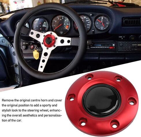 6 Hole Steering Wheel Center Cap Upgrade,No Tool Installation,Improve Grip and Comfort for Nardi or VERTEX Steering Wheels, ABS Material (BLACK) in Saudi Arabia