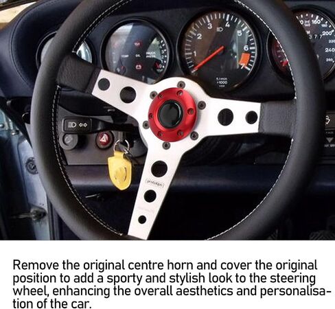 6 Hole Steering Wheel Center Cap Upgrade,No Tool Installation,Improve Grip and Comfort for Nardi or VERTEX Steering Wheels, ABS Material (BLACK) in Saudi Arabia