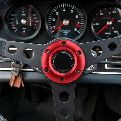 6 Hole Steering Wheel Center Cap Upgrade,No Tool Installation,Improve Grip and Comfort for Nardi or VERTEX Steering Wheels, ABS Material (BLACK) in Saudi Arabia