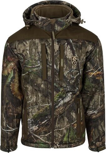 DRAKE Men's Non-Typical Standstill Windproof Agion Active XL Warm Fleece-Lined Quiet Durable Breathable Hooded Hunting Jacket, Mossy Oak Bottomland, Large in Kuwait