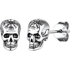 Suplight 925 Sterling Silver Demon Earrings Gothic Devil Ghost Mask Prajna Skull Baby Face Tiny Halloween Horror Stud Earrings for Women in Saudi Arabia