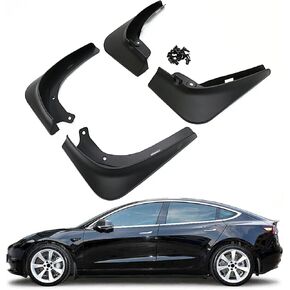 Bewild for Tesla Model 3 Fender Mud Flaps Front Rear Splash Guards No Drilling Mud Guard Compatible with Tesla Model 3 2017-2023 Accessories (Set of 4) (Glossy Red) in Saudi Arabia