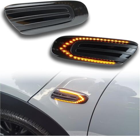 عدسة مدخنة Fender Fender LED LED مصابيح علامة جانبية متوافقة مع F55 F56 MINI-COOPER 2014-2020 F57 COOPER 2016-2020 AMBER SENECTION SINGLAND SIGNALD 2PCS in Saudi Arabia