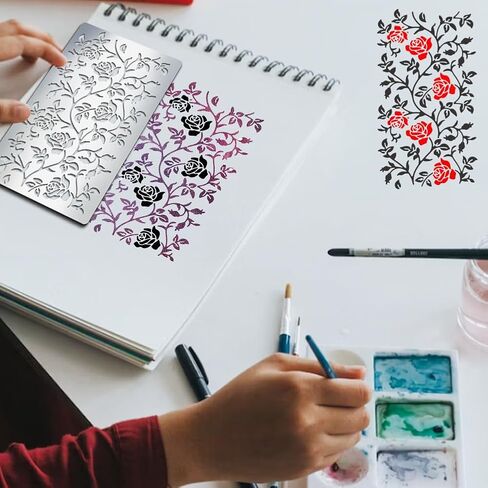 Mayjoydiy Print Flower Flower Journal Stencil Stency Steel Stencils Stencils Stencils 4 × 7inch Metal Scrapbooking Drawing Stencil DIY Scrapbook Engraving Wood Corving in Saudi Arabia