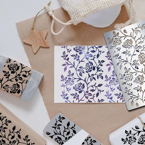 Mayjoydiy Print Flower Flower Journal Stencil Stency Steel Stencils Stencils Stencils 4 × 7inch Metal Scrapbooking Drawing Stencil DIY Scrapbook Engraving Wood Corving in Saudi Arabia