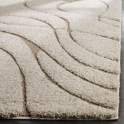 Safavieh Florida Shag Collection Runner Rug-2'3 "× 9 '، الكريمة والبيج ، غير محطمة ورعاية سهلة ، سميكة 1.2 بوصة مثالية للمناطق المرتفعة في غرفة المعيشة ، غرفة النوم (SG471-1113) in Saudi Arabia