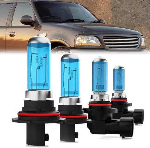 Headlight Bulbs Compatible With Ford F150 1997-2000, 9007 High Low Beam + 9006 Fog Lights Halogen Light Bulb Combo, Super Bright 6000K White, Plug and Play, Pack of 4 in Saudi Arabia