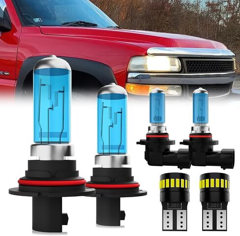 Headlight Bulbs Compatible With Ford F150 1997-2000, 9007 High Low Beam + 9006 Fog Lights Halogen Light Bulb Combo, Super Bright 6000K White, Plug and Play, Pack of 4 in Saudi Arabia
