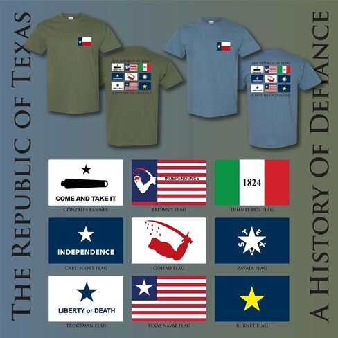 Gadsden و Culpeper Texas Historic Flags of Defiance T -Shirt - Heather Blue in Saudi Arabia