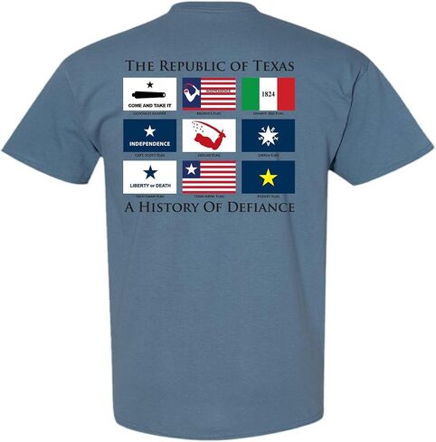 Gadsden و Culpeper Texas Historic Flags of Defiance T -Shirt - Heather Blue in Saudi Arabia