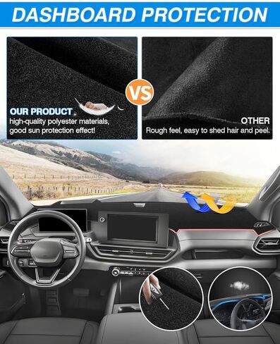 Cartist Dash Cover Compatible with Silverado EV 2024 2025 Dashboard Cover Mat Silverado EV accessories Non-Slip Carpet Sunshield Glare UV Rays Protector in Kuwait