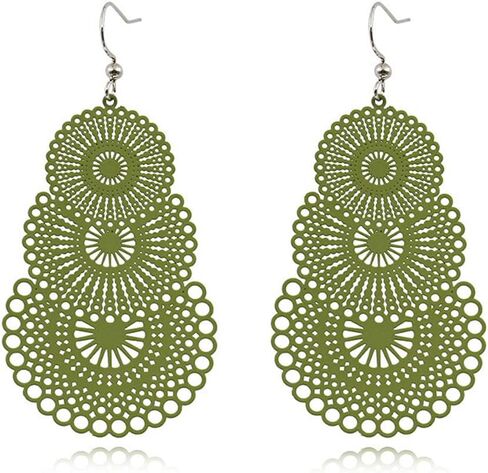 Boho Earrings Tassel Earrings Colorful Spring Summer Earrings Hollow Earring Bohemian Style Dangling Earrings for Women Girl in Saudi Arabia
