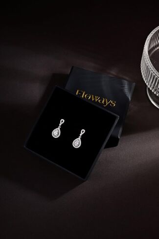 Silver Dangle Earrings for Women Cubic Zirconia Teardrop 925 Sterling Silver Post Zirconia Women Bridal Wedding studs Earrings in Saudi Arabia