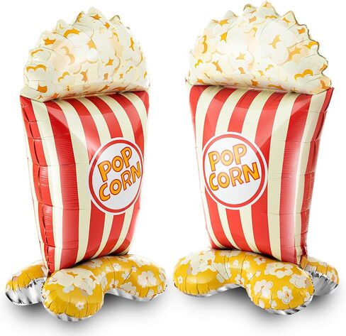 4 Pack 4ft Giant Standing Popcorn Balloons 3D Circus Carnival Foil Popcorn Balloons for Carnival, Circus Themed, Movie Night Birthday Baby Shower Cannes Party Decorations in Kuwait