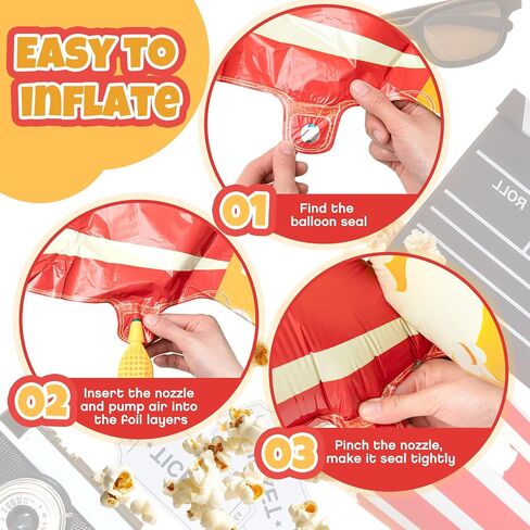 4 Pack 4ft Giant Standing Popcorn Balloons 3D Circus Carnival Foil Popcorn Balloons for Carnival, Circus Themed, Movie Night Birthday Baby Shower Cannes Party Decorations in Kuwait