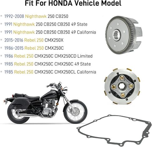 Clutch Kit & Clutch Basket Cover Gasket Compatible with Honda Rebel 250 CMX250 CMX250C 1985-2016 Nighthawk 250 CB250 1991-2008 in Saudi Arabia