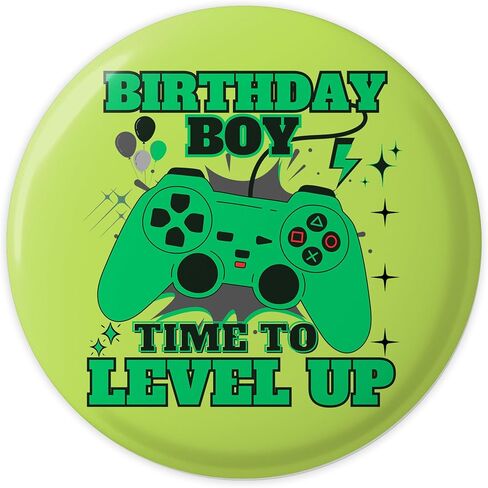Birthday Boy Level Up Pin, 2.3" Green Gaming Button Badge, Gamer Birthday Decorations for Boys, Funny Time to Level Up Party Pin, Video Game Birthday Gifts for Kids & Teens in Saudi Arabia