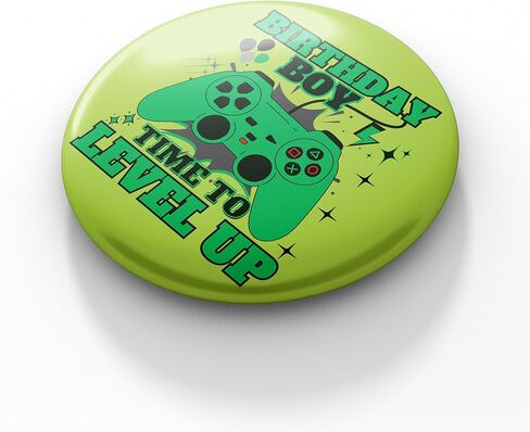 Birthday Boy Level Up Pin, 2.3" Green Gaming Button Badge, Gamer Birthday Decorations for Boys, Funny Time to Level Up Party Pin, Video Game Birthday Gifts for Kids & Teens in Saudi Arabia