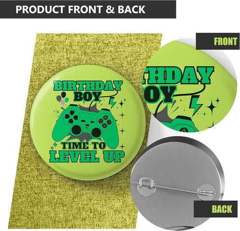 Birthday Boy Level Up Pin, 2.3" Green Gaming Button Badge, Gamer Birthday Decorations for Boys, Funny Time to Level Up Party Pin, Video Game Birthday Gifts for Kids & Teens in Saudi Arabia