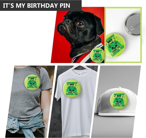 Birthday Boy Level Up Pin, 2.3" Green Gaming Button Badge, Gamer Birthday Decorations for Boys, Funny Time to Level Up Party Pin, Video Game Birthday Gifts for Kids & Teens in Saudi Arabia