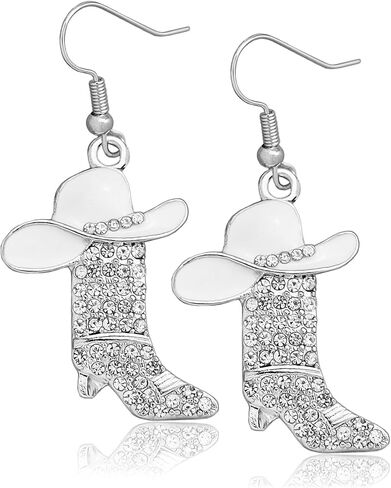 Boho Western Outfit Cowgirl Earrings For Women Cowboy Hat Boots Jewelry Accessories Rhinestone Western Boots Earrings Gift for Women in Kuwait