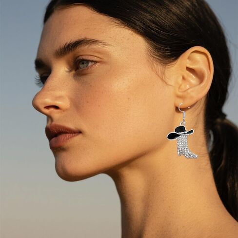 Boho Western Outfit Cowgirl Earrings For Women Cowboy Hat Boots Jewelry Accessories Rhinestone Western Boots Earrings Gift for Women in Kuwait