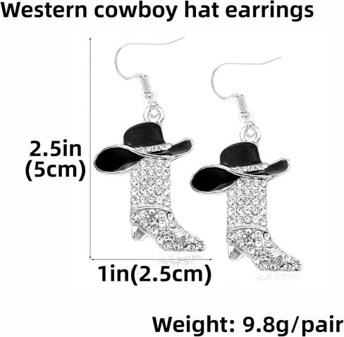 Boho Western Outfit Cowgirl Earrings For Women Cowboy Hat Boots Jewelry Accessories Rhinestone Western Boots Earrings Gift for Women in Kuwait