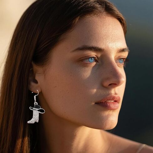 Boho Western Outfit Cowgirl Earrings For Women Cowboy Hat Boots Jewelry Accessories Rhinestone Western Boots Earrings Gift for Women in Kuwait