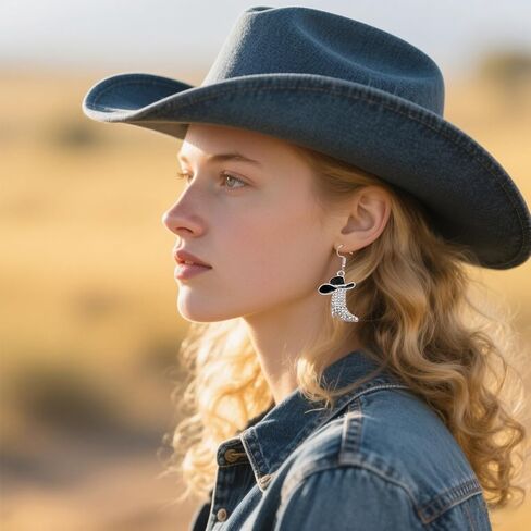 Boho Western Outfit Cowgirl Earrings For Women Cowboy Hat Boots Jewelry Accessories Rhinestone Western Boots Earrings Gift for Women in Kuwait