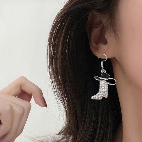 Boho Western Outfit Cowgirl Earrings For Women Cowboy Hat Boots Jewelry Accessories Rhinestone Western Boots Earrings Gift for Women in Kuwait