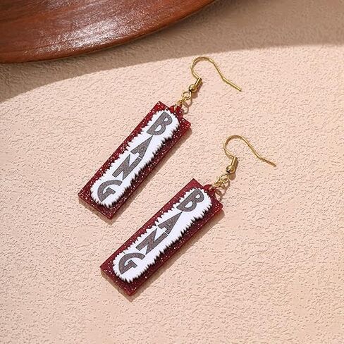 Cowboy BANG Earrings Red Glitter for Women – Western Earrings Cowboy Chic 3D "BANG" Outfit & Fan Merch, Stylish Western Jewelry for Party, Concert & Fashion Accessories in Saudi Arabia
