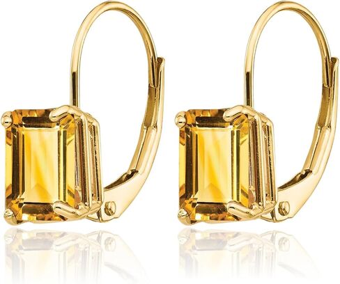 14K Solid Yellow Gold Orange Citrine Drop Dangle Earrings Gemstone November Birthstone Jewelry in Saudi Arabia