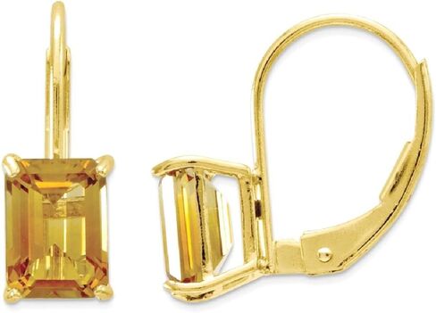 14K Solid Yellow Gold Orange Citrine Drop Dangle Earrings Gemstone November Birthstone Jewelry in Saudi Arabia