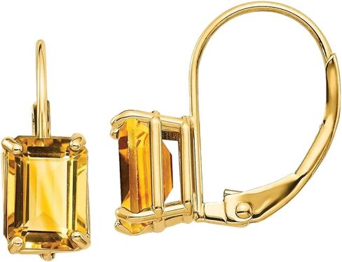 14K Solid Yellow Gold Orange Citrine Drop Dangle Earrings Gemstone November Birthstone Jewelry in Saudi Arabia