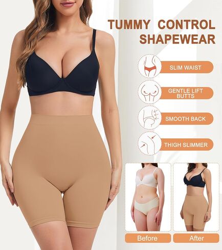 Seamless Slip Shorts for Under Dresses Women High Waist Shapewear Shorts Tummy Control Anti Chafing Underwear in Kuwait