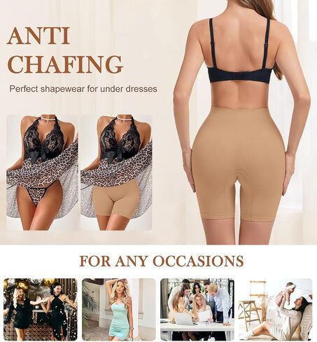 Seamless Slip Shorts for Under Dresses Women High Waist Shapewear Shorts Tummy Control Anti Chafing Underwear in Kuwait