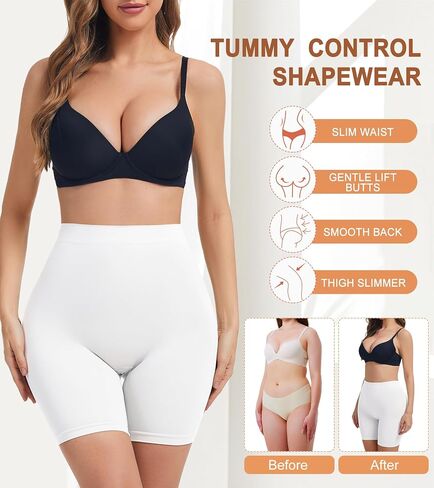 Seamless Slip Shorts for Under Dresses Women High Waist Shapewear Shorts Tummy Control Anti Chafing Underwear in Kuwait