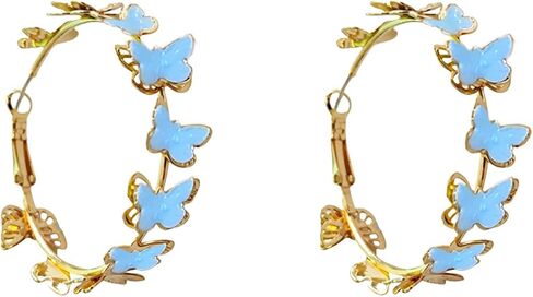 Butterfly Hoop Earrings for Women 925 Sterling Silver Post Stud Large Big Huggie Hoops Dangle Drop Exaggerated Butterflies Statement Fashion Y2K Mother's Day Christmas Jewelry in Saudi Arabia