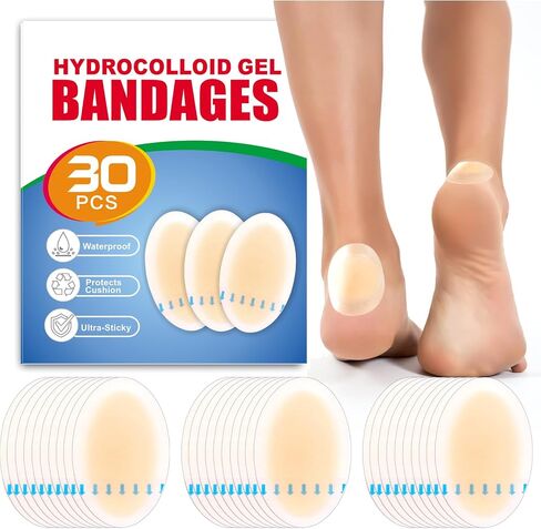 Hydrocolloid Blister Bandages - 30pcs Waterproof Blister Bandages for Feet, Heels & Toes - Heel Blister Prevention & Recovery, Heel Bandages for Blisters & Blister Pads in Kuwait