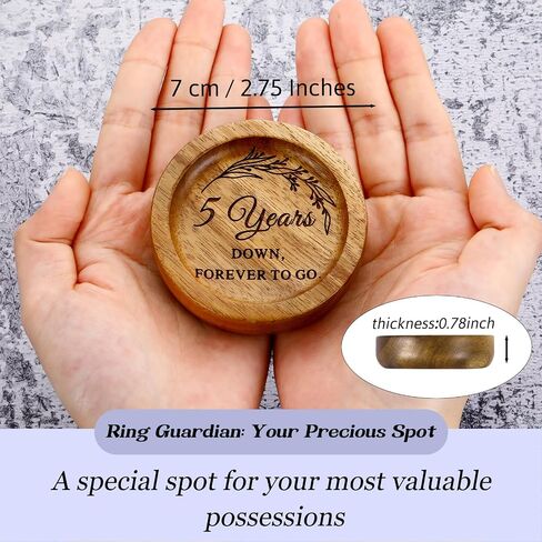 Wood Ring Dish 5 Year Anniversary Wood Gifts for Him Her - 5th Anniversary Wedding Gifts for Wife Husband, 5 Year Marriage Aniversario Wooden Jewelry Dish for Women Men, Fifth Aniversario Ideas in Saudi Arabia