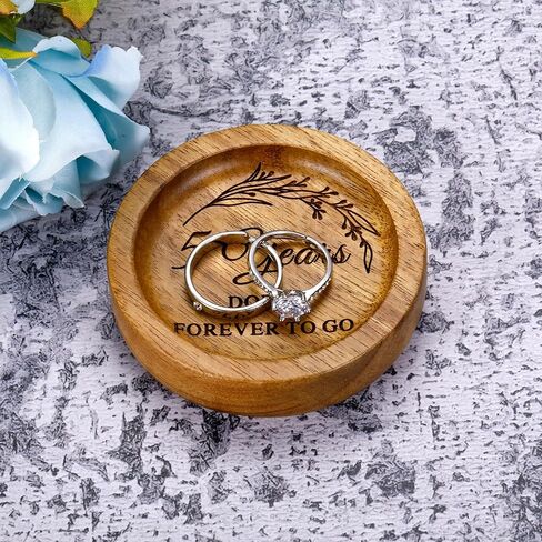 Wood Ring Dish 5 Year Anniversary Wood Gifts for Him Her - 5th Anniversary Wedding Gifts for Wife Husband, 5 Year Marriage Aniversario Wooden Jewelry Dish for Women Men, Fifth Aniversario Ideas in Saudi Arabia